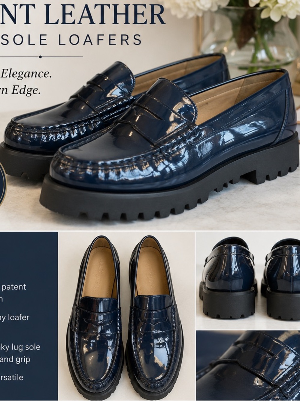 Ron White Dark Navy Blue Loafers Size 39E